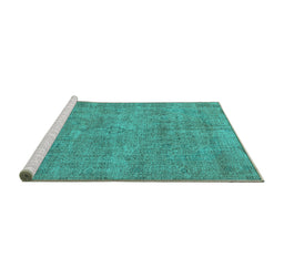 Sideview of Machine Washable Oriental Turquoise Industrial Area Rugs, wshurb1730turq