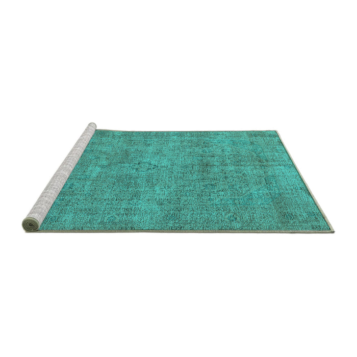 Sideview of Machine Washable Oriental Turquoise Industrial Area Rugs, wshurb1730turq