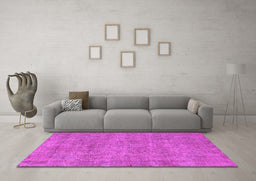 Machine Washable Oriental Pink Industrial Rug in a Living Room, wshurb1730pnk