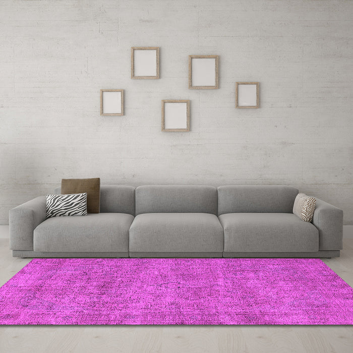 Machine Washable Oriental Pink Industrial Rug in a Living Room, wshurb1730pnk