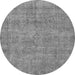 Round Oriental Gray Industrial Rug, urb1730gry