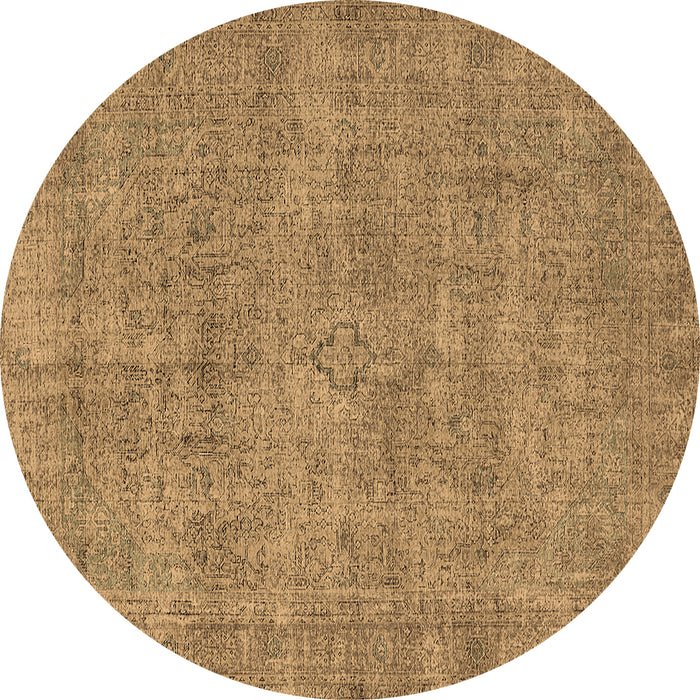Round Machine Washable Oriental Brown Industrial Rug, wshurb1730brn