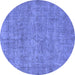 Round Oriental Blue Industrial Rug, urb1730blu