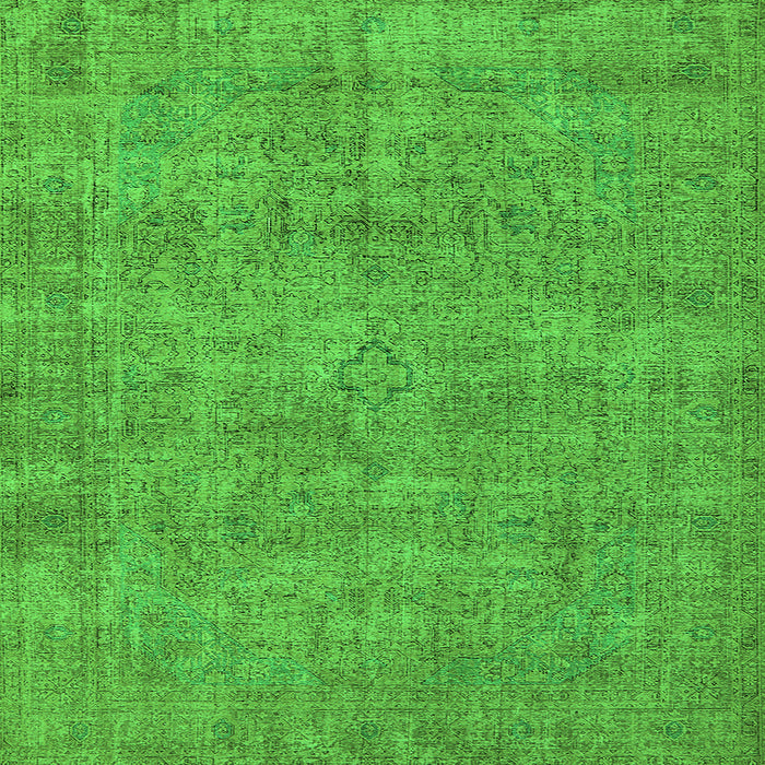 Square Machine Washable Oriental Green Industrial Area Rugs, wshurb1730grn