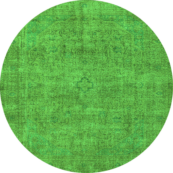 Round Oriental Green Industrial Rug, urb1730grn