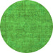 Round Oriental Green Industrial Rug, urb1730grn