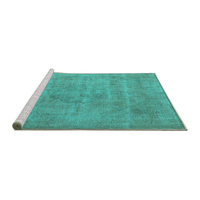 Sideview of Machine Washable Oriental Turquoise Industrial Area Rugs, wshurb1731turq