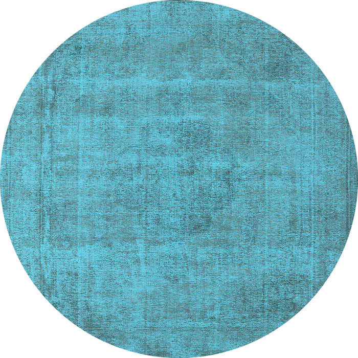 Round Machine Washable Oriental Light Blue Industrial Rug, wshurb1731lblu