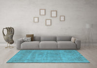 Machine Washable Oriental Light Blue Industrial Rug, wshurb1731lblu