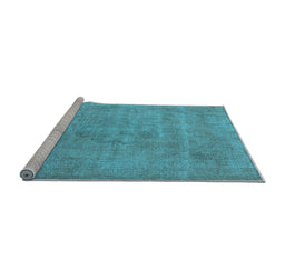 Sideview of Machine Washable Oriental Light Blue Industrial Rug, wshurb1731lblu