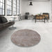 Round Machine Washable Industrial Modern Rose Dust Purple Rug in a Office, wshurb1731