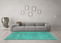 Machine Washable Oriental Turquoise Industrial Rug, wshurb1731turq