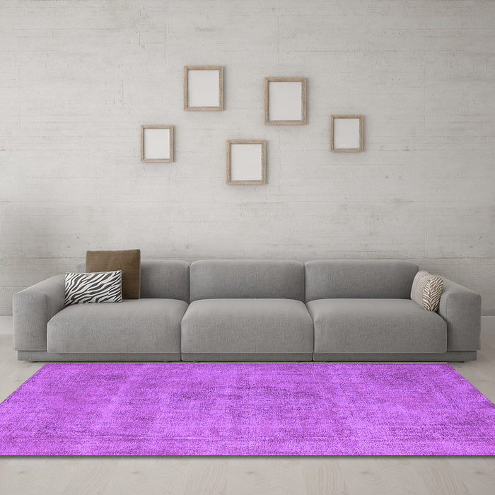 Machine Washable Oriental Purple Industrial Area Rugs in a Living Room, wshurb1731pur