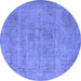 Round Oriental Blue Industrial Rug, urb1731blu