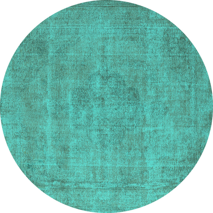 Round Oriental Turquoise Industrial Rug, urb1731turq