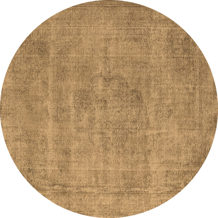 Round Oriental Brown Industrial Rug, urb1731brn