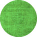 Round Oriental Green Industrial Rug, urb1731grn