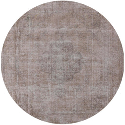 Round Mid-Century Modern Rose Purple Oriental Rug, urb1731