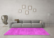 Machine Washable Oriental Pink Industrial Rug in a Living Room, wshurb1731pnk