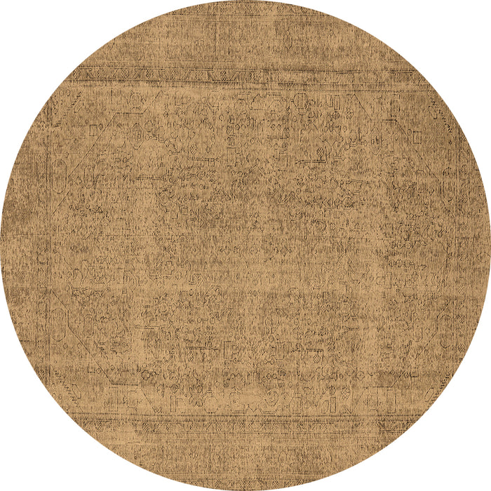 Round Oriental Brown Industrial Rug, urb1732brn