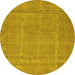 Round Machine Washable Oriental Yellow Industrial Rug, wshurb1732yw