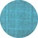 Round Oriental Light Blue Industrial Rug, urb1732lblu