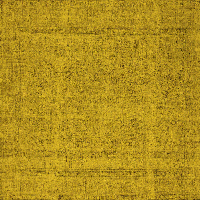 Square Machine Washable Oriental Yellow Industrial Rug, wshurb1732yw