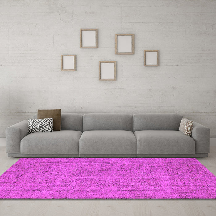 Machine Washable Oriental Pink Industrial Rug in a Living Room, wshurb1732pnk