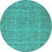 Round Oriental Turquoise Industrial Rug, urb1732turq