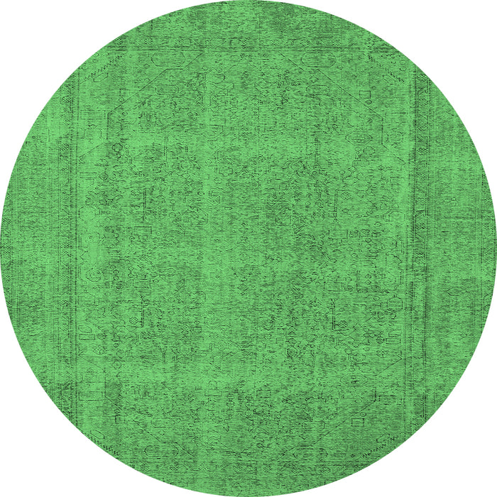 Round Oriental Emerald Green Industrial Rug, urb1732emgrn