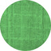 Round Oriental Emerald Green Industrial Rug, urb1732emgrn