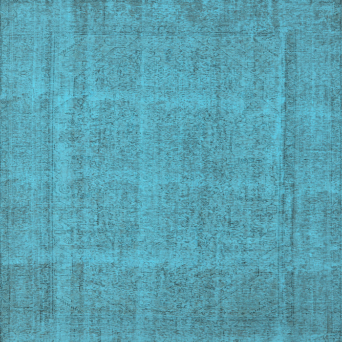 Square Machine Washable Oriental Light Blue Industrial Rug, wshurb1732lblu
