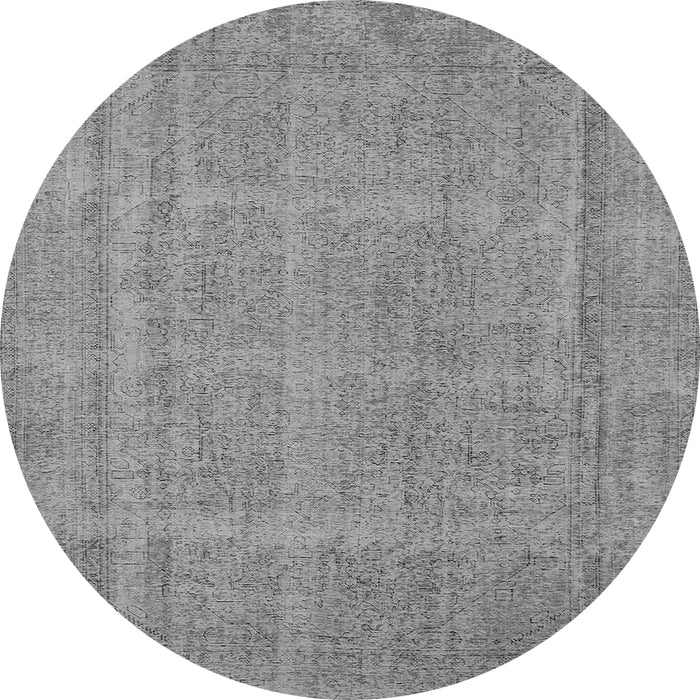 Round Machine Washable Oriental Gray Industrial Rug, wshurb1732gry