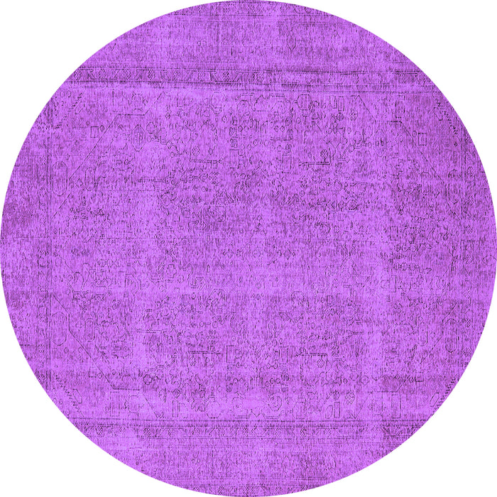 Round Machine Washable Oriental Purple Industrial Area Rugs, wshurb1732pur