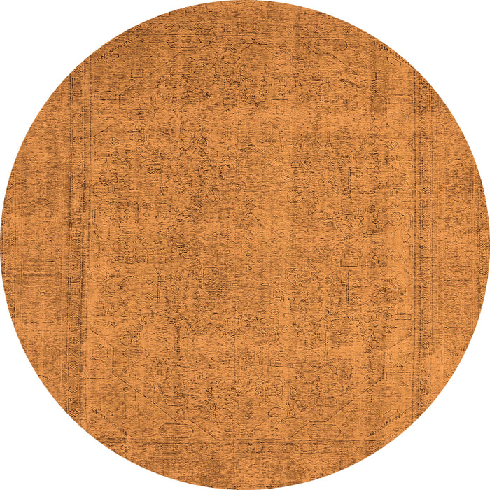 Round Machine Washable Oriental Orange Industrial Area Rugs, wshurb1732org