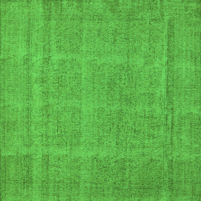 Square Machine Washable Oriental Green Industrial Area Rugs, wshurb1732grn