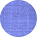 Round Oriental Blue Industrial Rug, urb1732blu