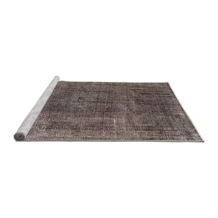 Sideview of Machine Washable Industrial Modern Coffee Brown Rug, wshurb1733