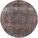 Round Machine Washable Industrial Modern Coffee Brown Rug, wshurb1733