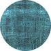 Round Oriental Light Blue Industrial Rug, urb1733lblu