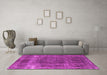 Machine Washable Oriental Pink Industrial Rug in a Living Room, wshurb1733pnk