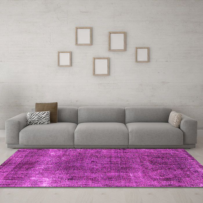 Machine Washable Oriental Pink Industrial Rug in a Living Room, wshurb1733pnk