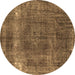 Round Oriental Brown Industrial Rug, urb1733brn