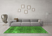 Machine Washable Oriental Green Industrial Area Rugs in a Living Room,, wshurb1733grn