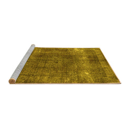 Sideview of Machine Washable Oriental Yellow Industrial Rug, wshurb1733yw