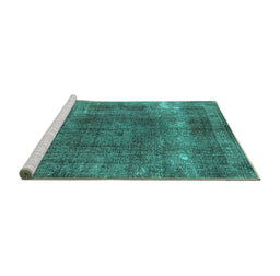 Sideview of Machine Washable Oriental Turquoise Industrial Area Rugs, wshurb1733turq