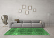 Machine Washable Oriental Emerald Green Industrial Area Rugs in a Living Room,, wshurb1733emgrn