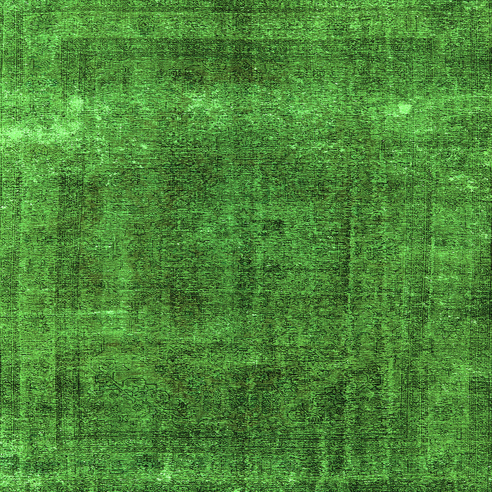 Square Oriental Green Industrial Rug, urb1733grn