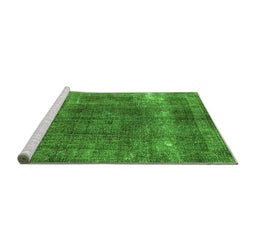 Sideview of Machine Washable Oriental Green Industrial Area Rugs, wshurb1733grn