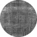 Round Oriental Gray Industrial Rug, urb1733gry